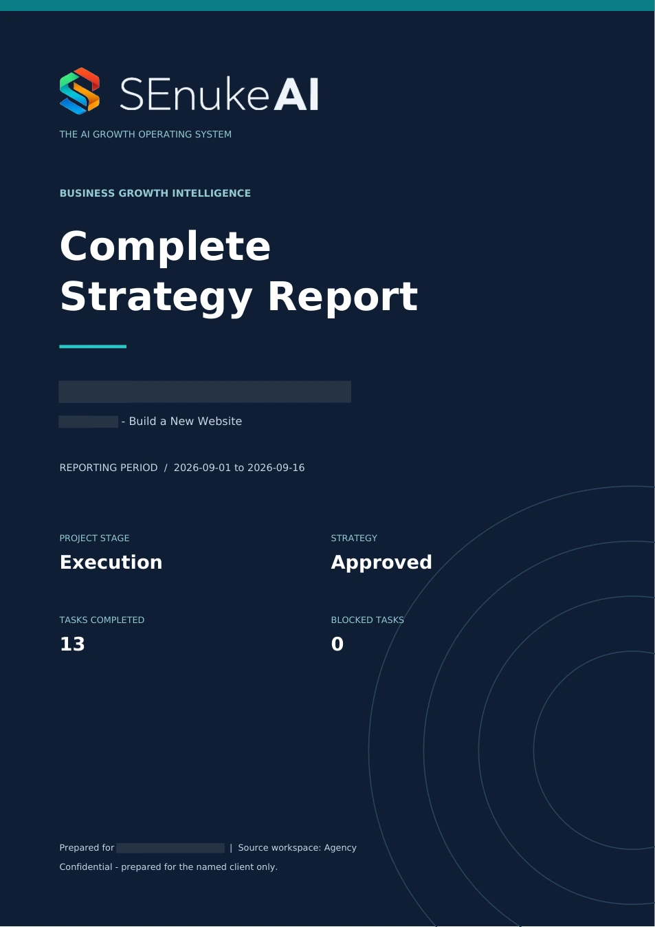 Cover of the complete sample SEnuke AI Growth Strategy